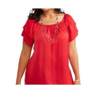 Terra & Sky Off Shoulder Peasant Top
